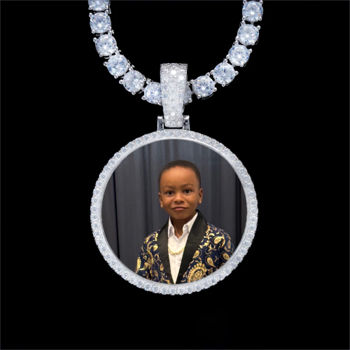 925S & VVS Moissanite 3D Circle Custom Picture Pendant