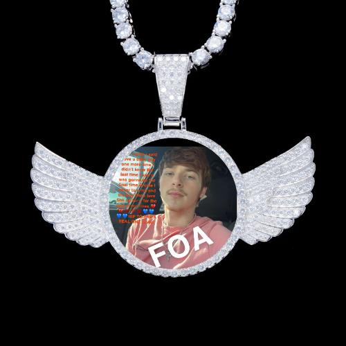 925S & VVS Moissanite 3D Wing Custom Picture Pendant