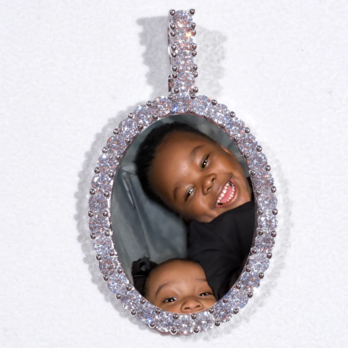 Large 3D Oval Custom Picture Pendant