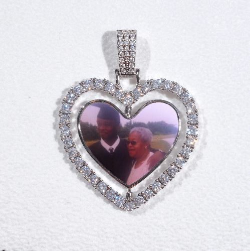 3D Spinning 2-Faced Heart Custom Picture Pendant
