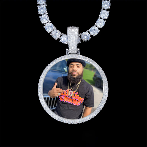 925S & VVS Moissanite 3D Circle Custom Picture Pendant