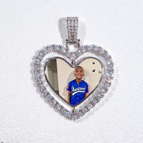 3D Spinning 2-Faced Heart Custom Picture Pendant