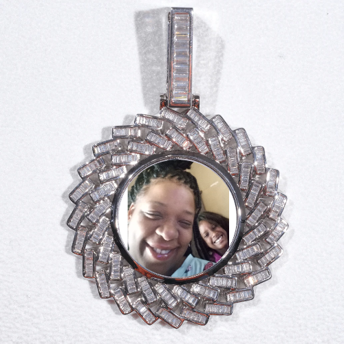 Large 3D Baguette Custom Picture Pendant