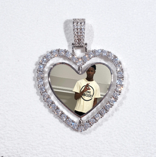 3D Spinning 2-Faced Heart Custom Picture Pendant
