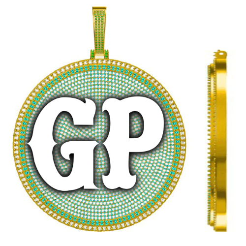 CUSTOM LETTER NECKLACE 3D BIG DISC