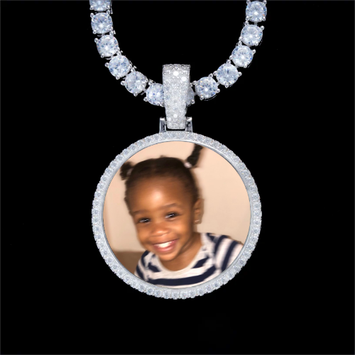 925S & VVS Moissanite 3D Circle Custom Picture Pendant