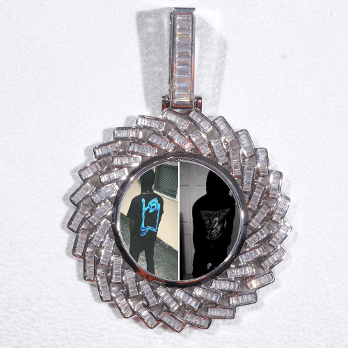 Large 3D Baguette Custom Picture Pendant