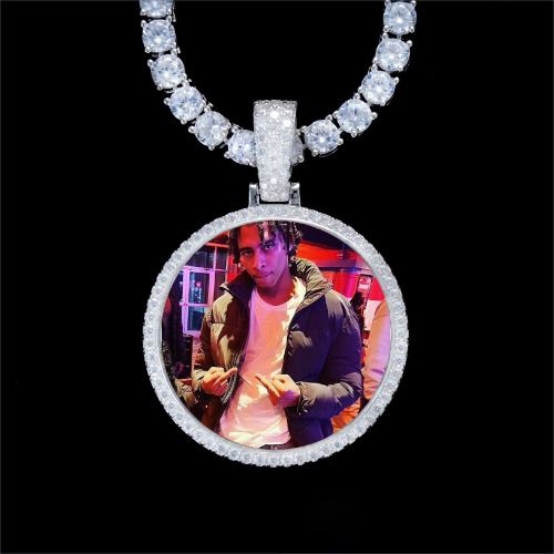 925S & VVS Moissanite 3D Circle Custom Picture Pendant