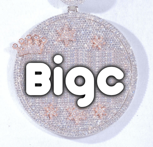 CUSTOM LETTER NECKLACE 3D BIG CROWN DISC