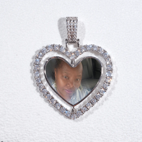 3D Spinning 2-Faced Heart Custom Picture Pendant