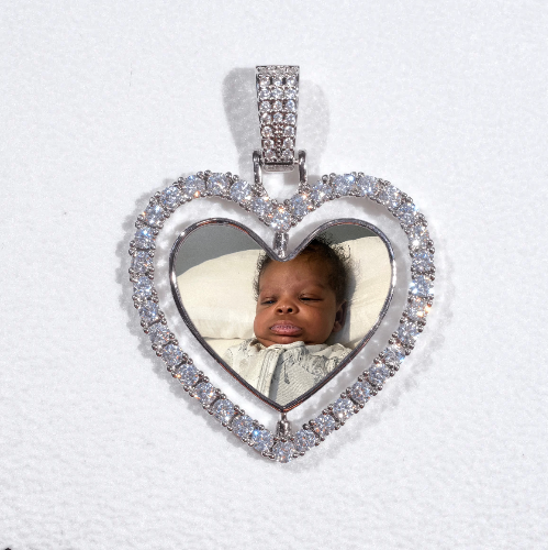 3D Spinning 2-Faced Heart Custom Picture Pendant