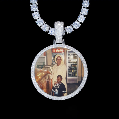 925S & VVS Moissanite 3D Circle Custom Picture Pendant