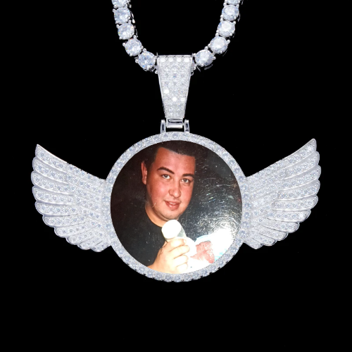 925S & VVS Moissanite 3D Wing Custom Picture Pendant