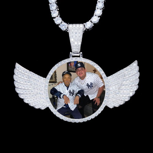 925S & VVS Moissanite 3D Wing Custom Picture Pendant