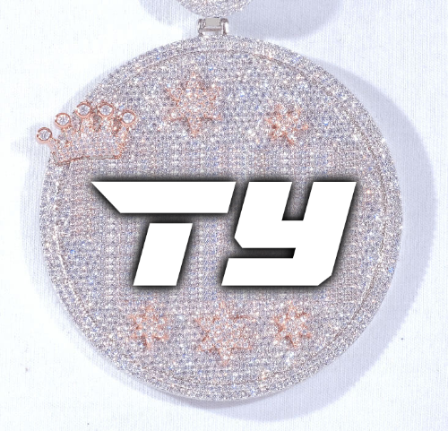 CUSTOM LETTER NECKLACE 3D BIG CROWN DISC