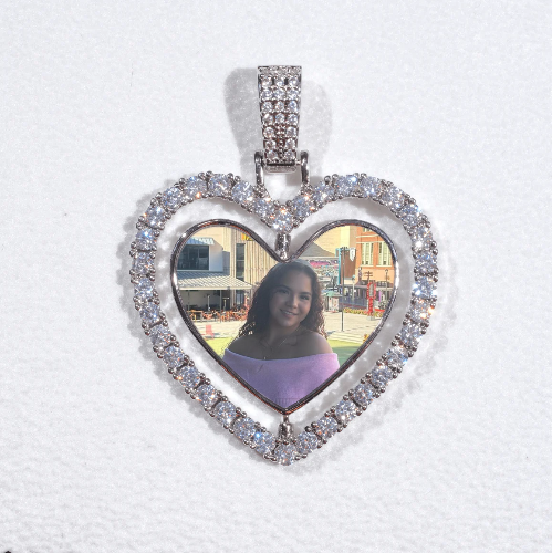 3D Spinning 2-Faced Heart Custom Picture Pendant