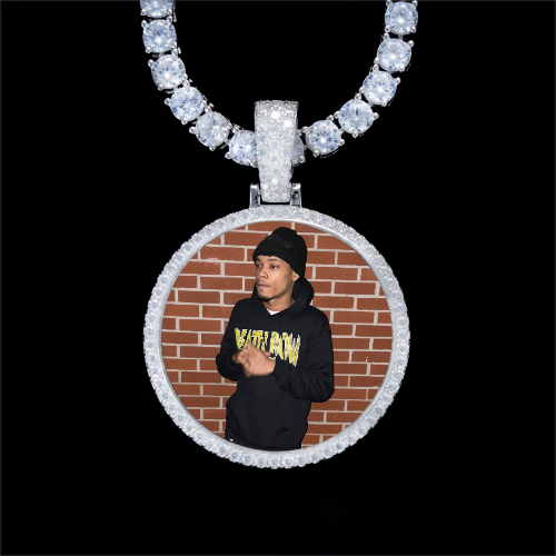 925S & VVS Moissanite 3D Circle Custom Picture Pendant