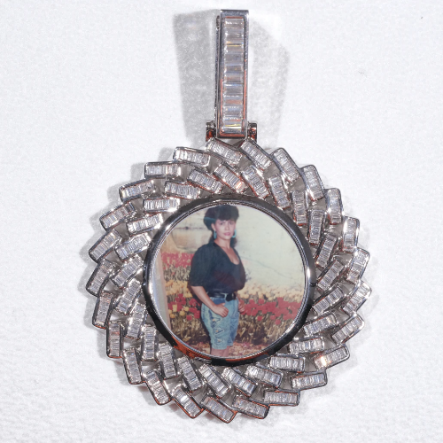 Large 3D Baguette Custom Picture Pendant