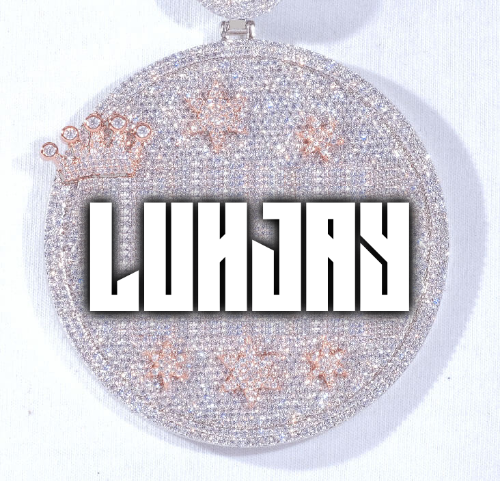 CUSTOM LETTER NECKLACE 3D BIG CROWN DISC