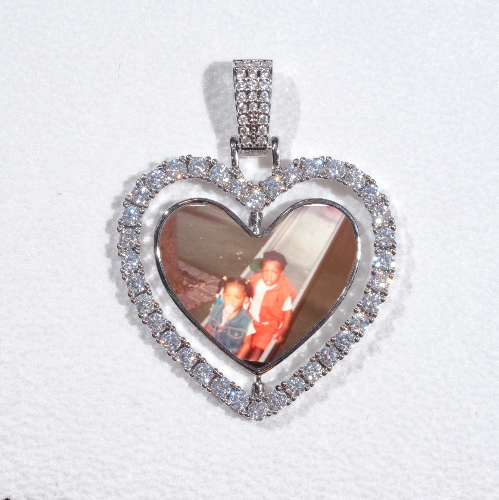 3D Spinning 2-Faced Heart Custom Picture Pendant