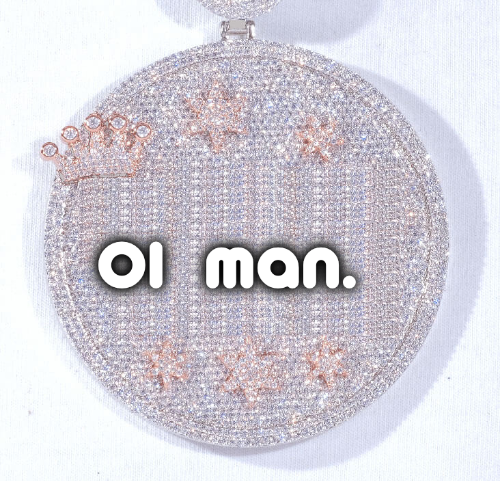CUSTOM LETTER NECKLACE 3D BIG CROWN DISC
