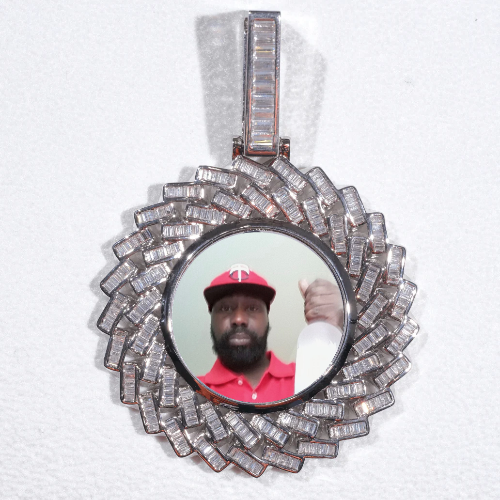 Large 3D Baguette Custom Picture Pendant