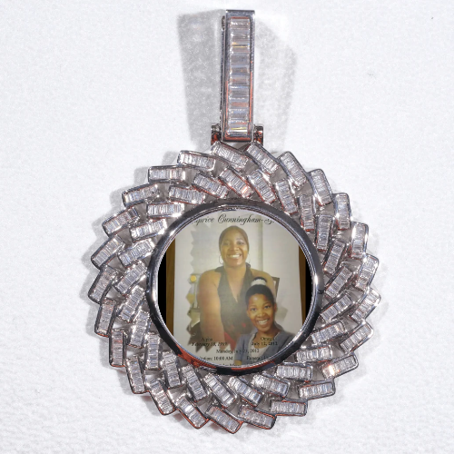 Large 3D Baguette Custom Picture Pendant