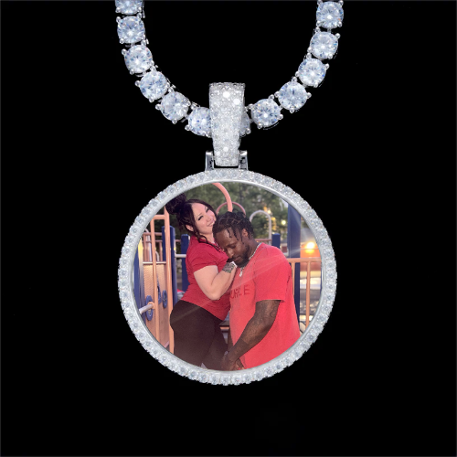 925S & VVS Moissanite 3D Circle Custom Picture Pendant