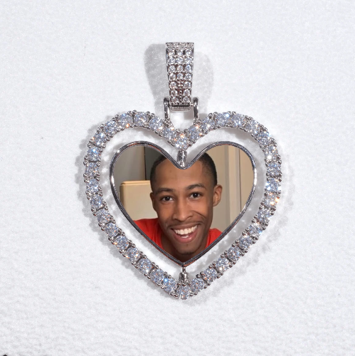 3D Spinning 2-Faced Heart Custom Picture Pendant
