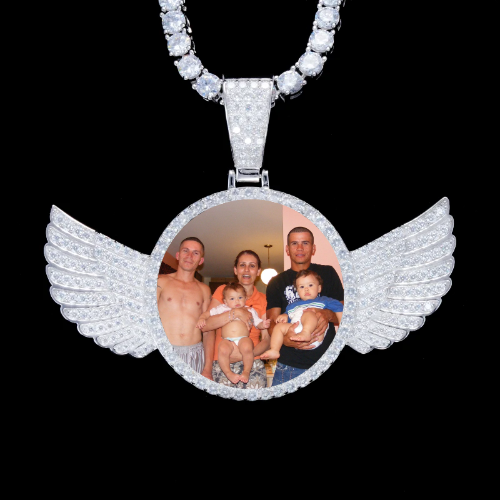 925S & VVS Moissanite 3D Wing Custom Picture Pendant