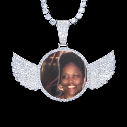 925S & VVS Moissanite 3D Wing Custom Picture Pendant