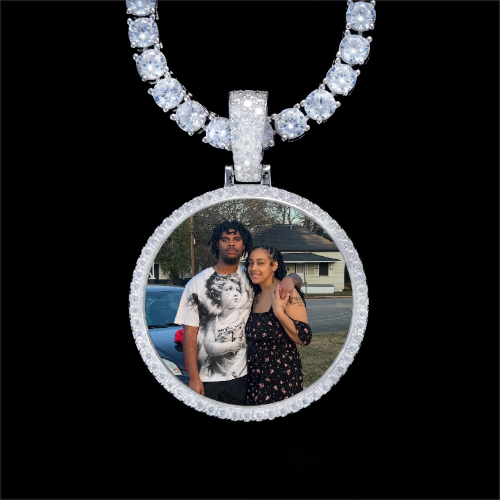 925S & VVS Moissanite 3D Circle Custom Picture Pendant