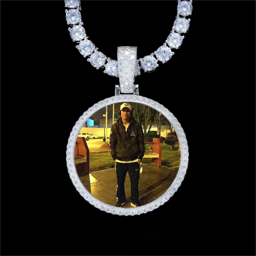 925S & VVS Moissanite 3D Circle Custom Picture Pendant