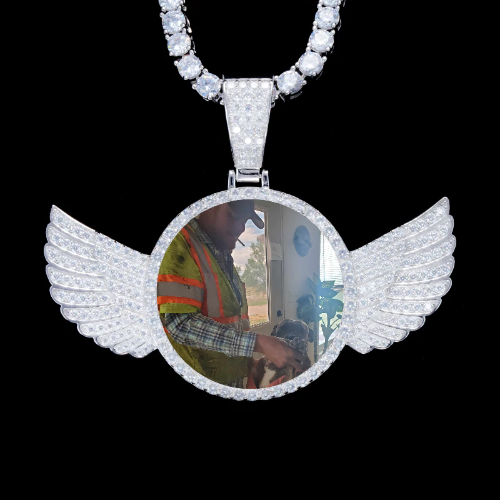 925S & VVS Moissanite 3D Wing Custom Picture Pendant