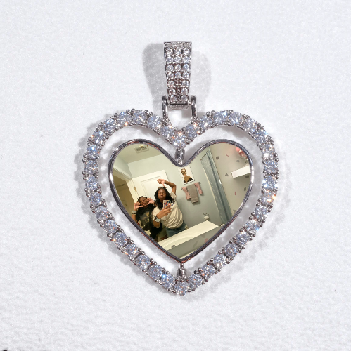 3D Spinning 2-Faced Heart Custom Picture Pendant