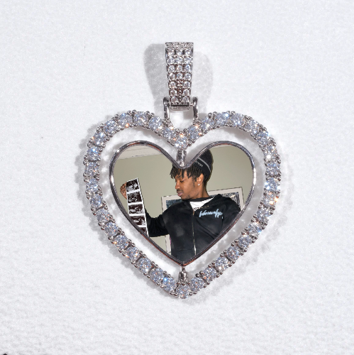 3D Spinning 2-Faced Heart Custom Picture Pendant