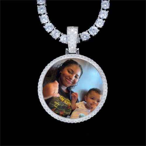 925S & VVS Moissanite 3D Circle Custom Picture Pendant