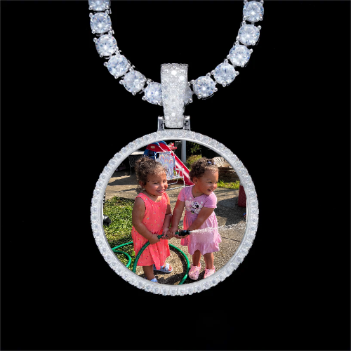 925S & VVS Moissanite 3D Circle Custom Picture Pendant