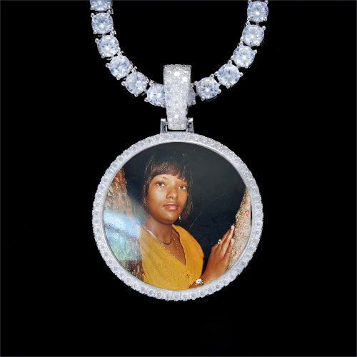 925S & VVS Moissanite 3D Circle Custom Picture Pendant