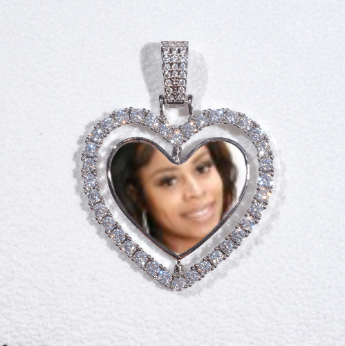 3D Spinning 2-Faced Heart Custom Picture Pendant