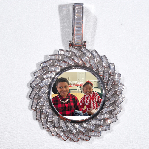 Large 3D Baguette Custom Picture Pendant