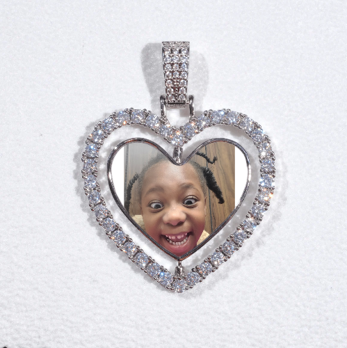 3D Spinning 2-Faced Heart Custom Picture Pendant