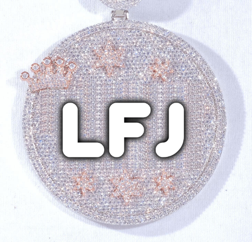 CUSTOM LETTER NECKLACE 3D BIG CROWN DISC