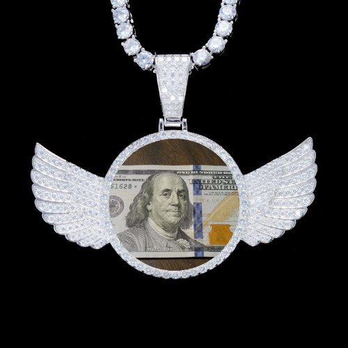 925S & VVS Moissanite 3D Wing Custom Picture Pendant
