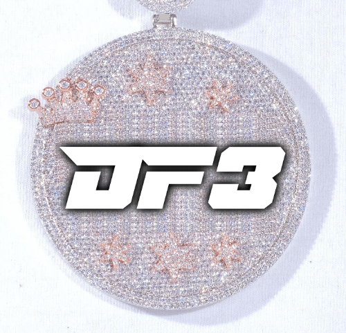 CUSTOM LETTER NECKLACE 3D BIG CROWN DISC