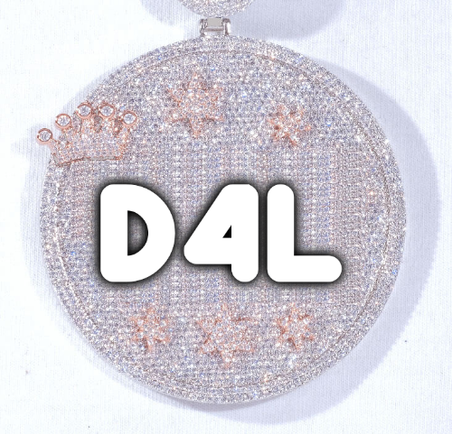 CUSTOM LETTER NECKLACE 3D BIG CROWN DISC