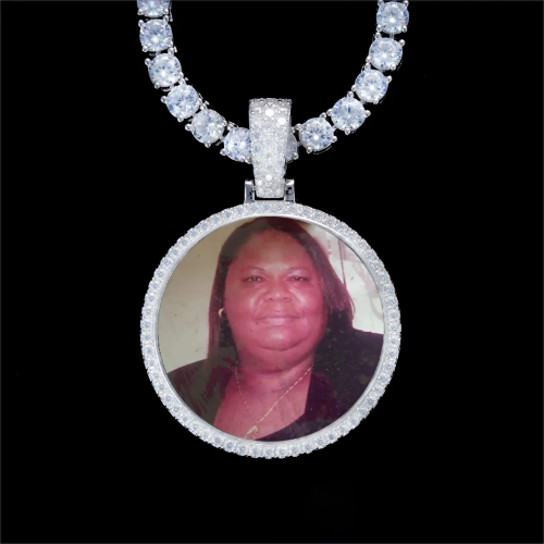 925S & VVS Moissanite 3D Circle Custom Picture Pendant
