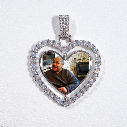 3D Spinning 2-Faced Heart Custom Picture Pendant