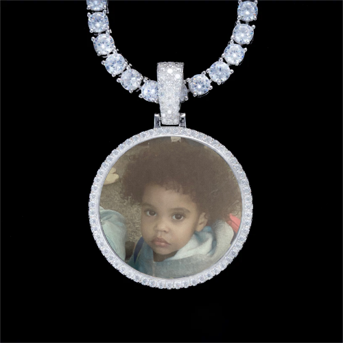 925S & VVS Moissanite 3D Circle Custom Picture Pendant