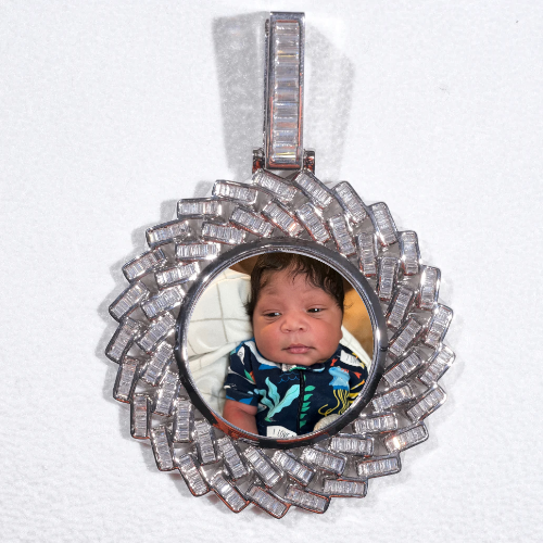 Large 3D Baguette Custom Picture Pendant